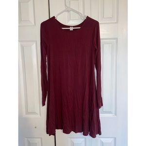 Burgundy long sleeve dress